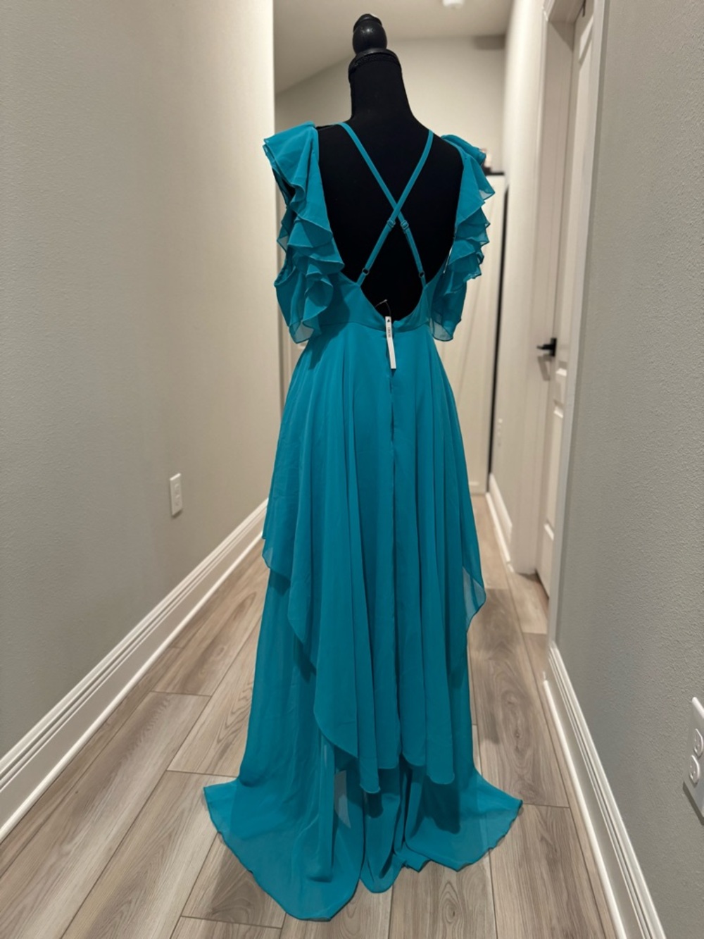 ASOS Teal Ruffle Sleeve High-Low Dress - Picture 8 of 11